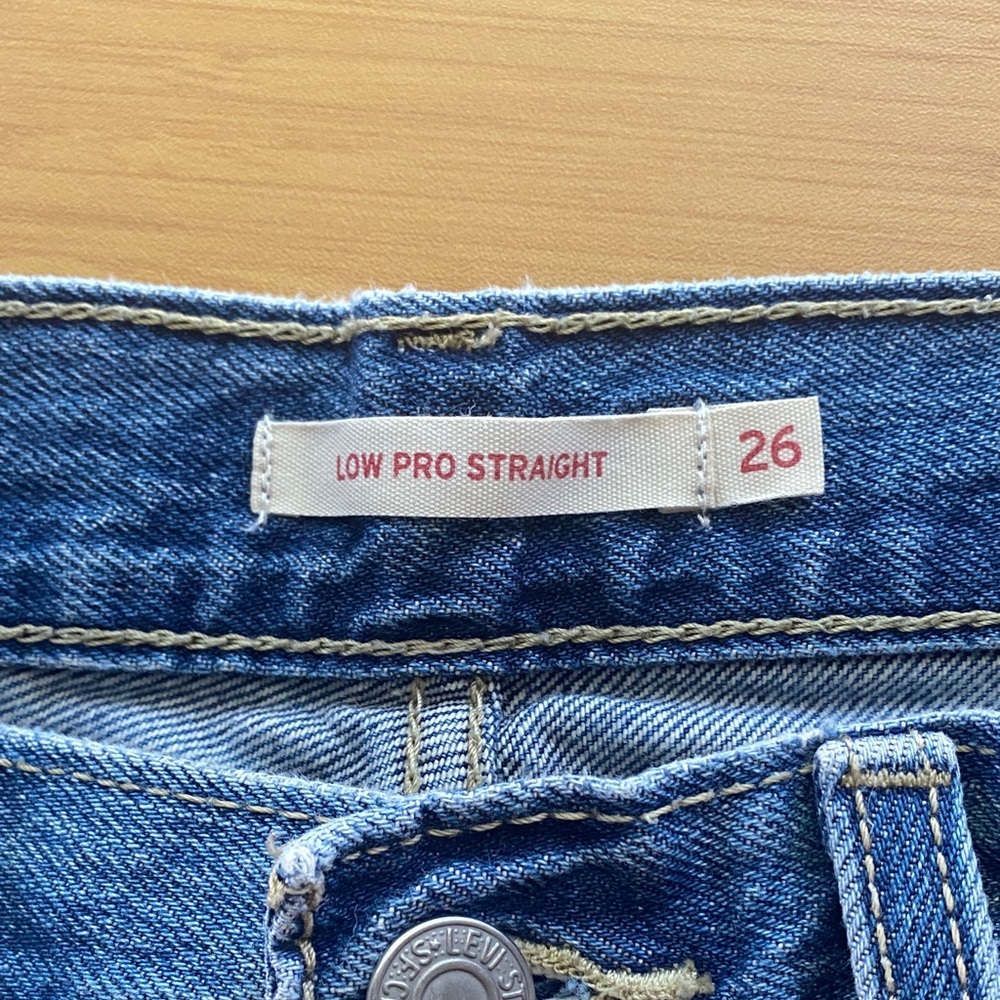 Low Pro Straight Medium Wash Distressed Denim Jeans Size‎ 26 - Picture 4 of 5